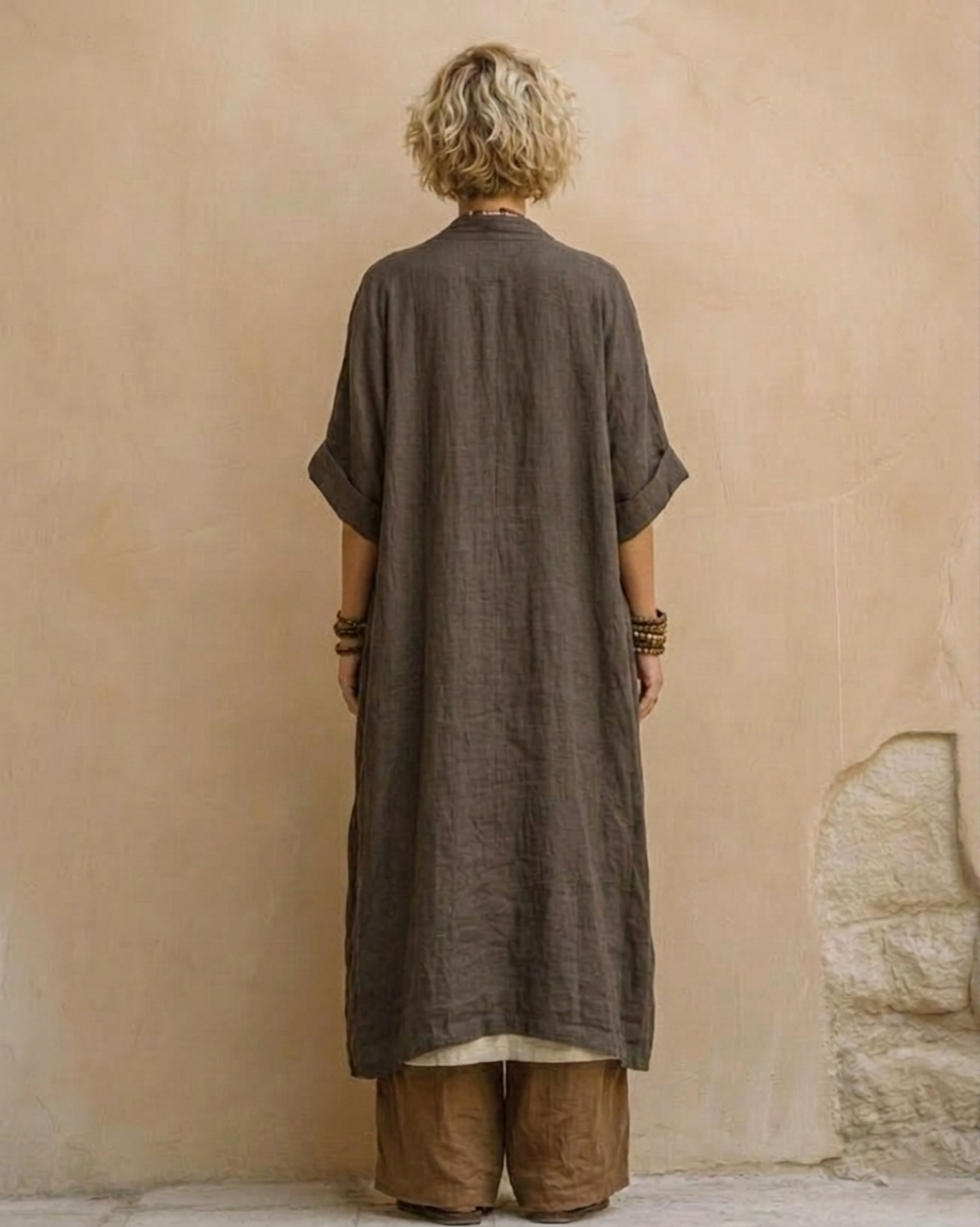 Giulia | Set Tre Pezzi Bohemien Nomade Grigio Scuro e Marrone con Motivo Tribale